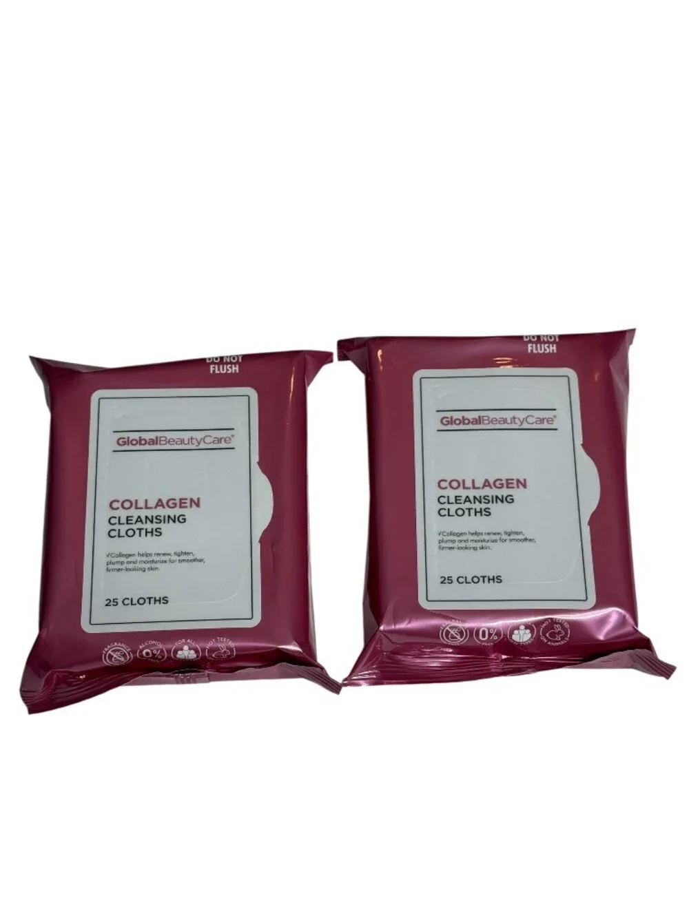 Global Beauty Care Collagen Cleansing Cloths 2 Pack 25 Ct Makeup Remover Wipes